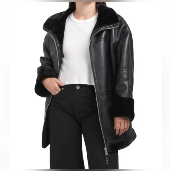 Rebecca Minkoff Vegan Shearling Car Coat Small - Picture 4 of 16